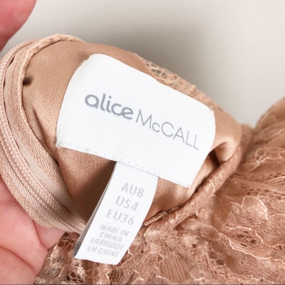 Alice McCall Not Your Girl Twist Sheer Lace Mini Dress Blush Pink Tan Cocktail - Picture 7 of 7